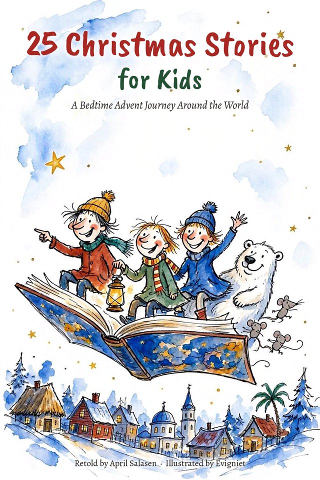 Cover of 25 Christmas Stories for Kids, retold by April Salasen